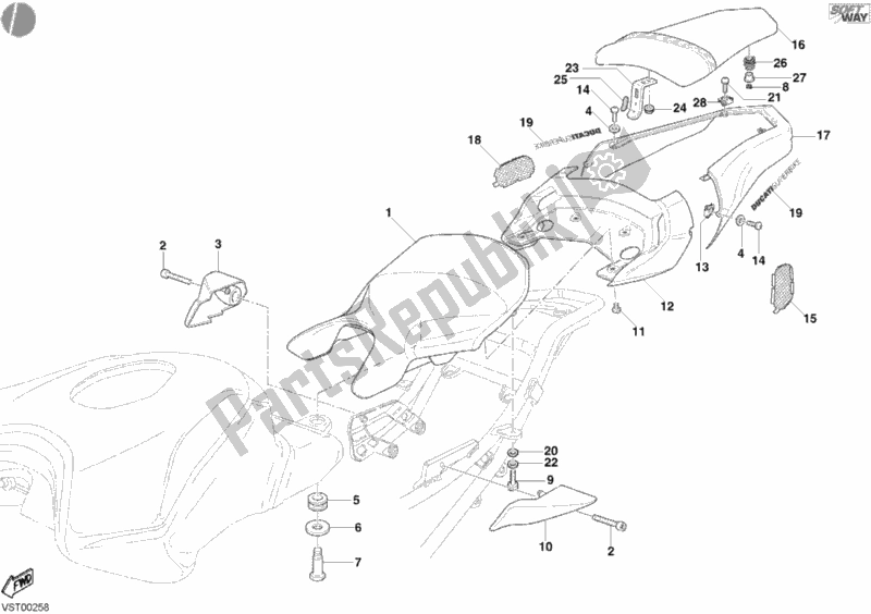 All parts for the Seat Biposto of the Ducati Superbike 749 S 2006